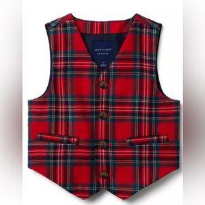 Janie and Jack Red Plaid Button-Up Vest